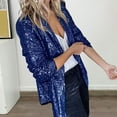 thumbnail image 4 of sunsanly Women Casual Cardigan Lapel Long Sleeve Open Front Suit Coat Shiny Sequins Solid Color Loose Fit Jacket Clubwear, 4 of 8