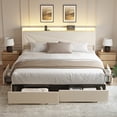 thumbnail image 2 of GUNAITO King Size Bed Frame with 4 Storage Drawers, Upholstered LED Bed with USB Ports, Modern Bed with Headboard Noise Free Platform Bed with Metal Frame, Beige, 2 of 9