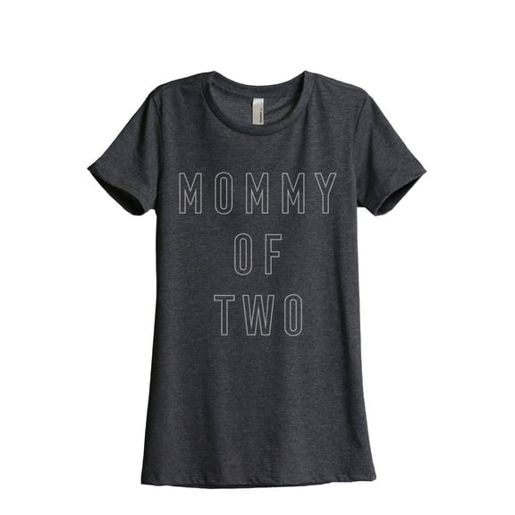 Mommy Of Two Women's Fashion Relaxed T-Shirt Tee Charcoal Grey Small