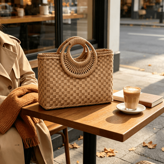 Boho Straw Hobo Bag, Summer Woven Shoulder Bag Casual Lightweight Crossbody Tote Handbag for Women Beach Travel Daily(Khaki)