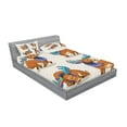 thumbnail image 2 of Ambesonne Cartoon Fitted Sheet & Pillow Sham Set, Friendly, Queen, Multicolor, 2 of 2