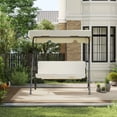 thumbnail image 2 of Melocadol 3 Seats Outdoor Porch Swing Glider, Patio Swing Chair with All Weather Covered Canopy and Rust Proof Heavy Duty Stand, for Garden, Lawn, or Backyard, Garden, Beige, 2 of 6