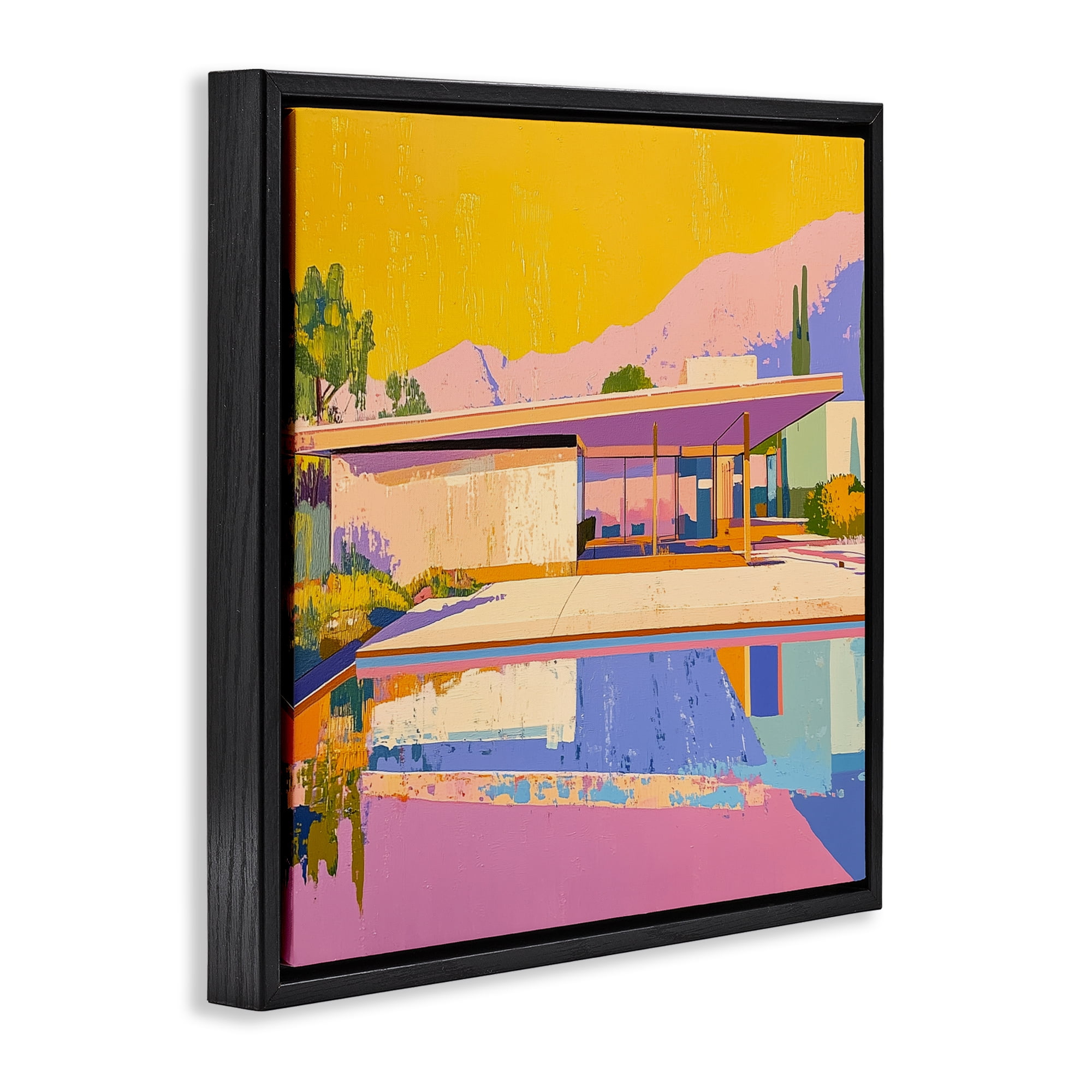 Stupell Industries Vivid Case Study House Black Framed Floater Canvas Wall Art, design by Walker Noble
