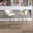 thumbnail image 4 of Bar Stools Set of 2, Modern Bar Height Stools Chairs with Round Back and Gold Metal Legs, Velvet Upholstered Tall Barstools for Home Bar, Kitchen Counter Bar Chairs for Dining Room, Cream, 4 of 8