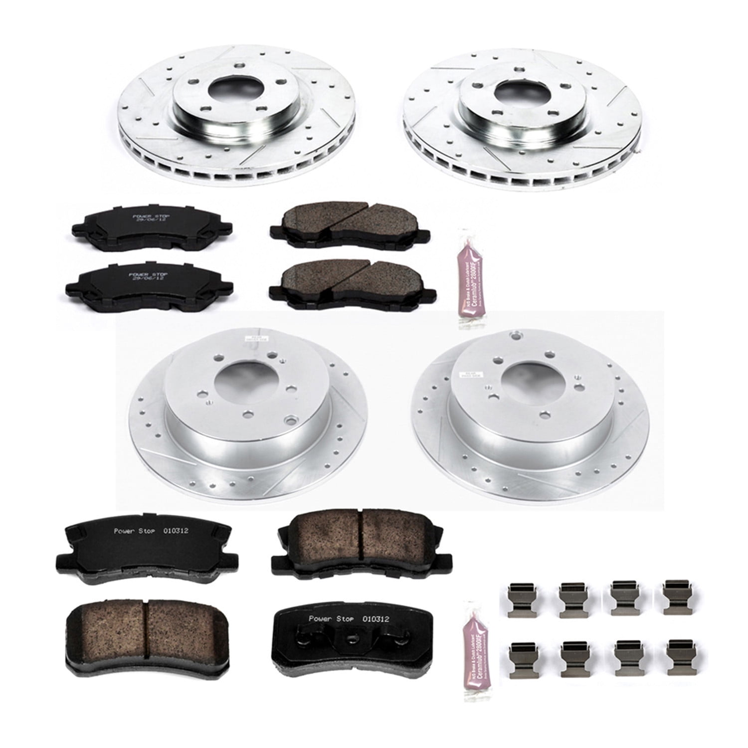 PowerStop Front and Rear Z23 Evolution Sport Carbon-Fiber Ceramic Brake Pad and Drilled & Slotted Rotor Kit Fits: MITSUBISHI Select Models K5477
