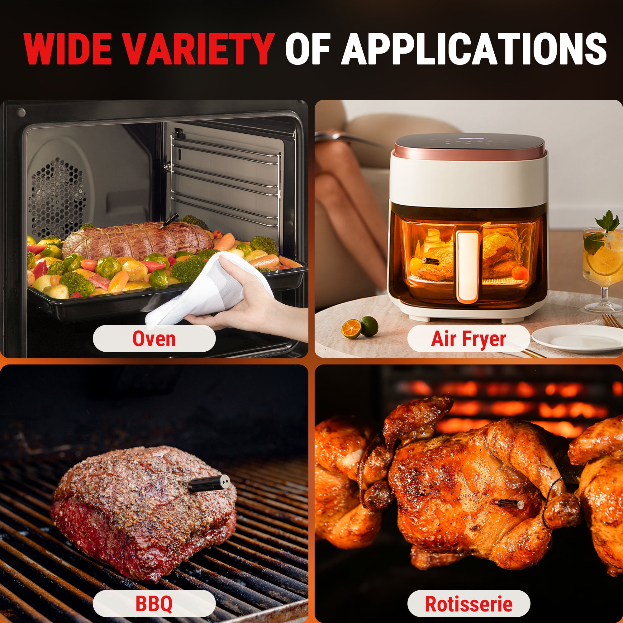 ThermoPro TempSpike Lite 500FT Truly Wireless Meat Thermometer, Bluetooth Meat Thermometer for Grilling, Smoking, Air Fryer, Deep Frying, Oven