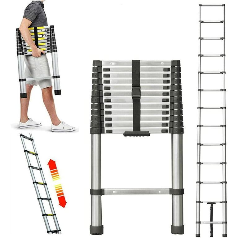 12.5 FT Portable Aluminum Telescoping Extension Ladder 