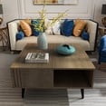 thumbnail image 5 of Ronas 35" Modern Square Coffee Table with Open Storage Shelf, Solid Wood Legs, Quality Engineered Wood, Walnut Finish, 5 of 7