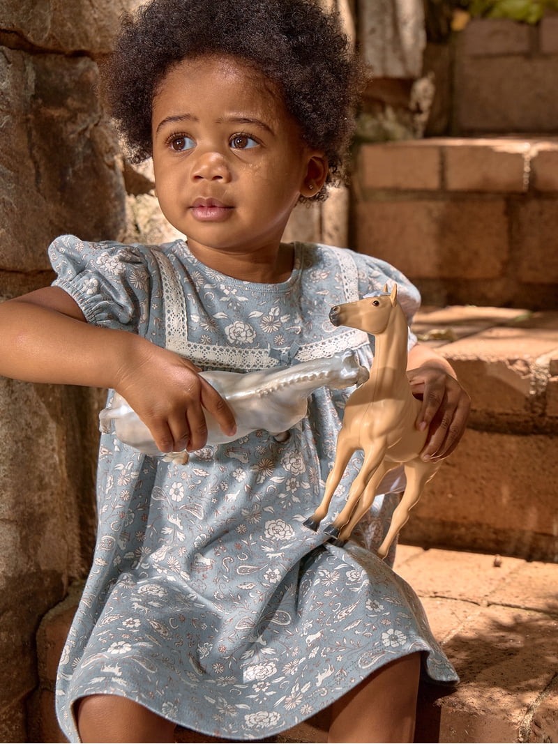 Modern Moments by Gerber Baby Girl Dress With Ribbon Lace and