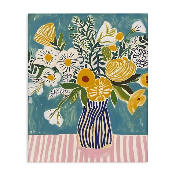 Stupell Industries Eclectic Bouquet on Striped Setting Canvas Art, 16 x 20, by Creative Studio