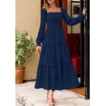 thumbnail image 3 of Vestido PRETTYGARDEN 2025 Maxi Azul Marino Manga Larga M, 3 of 7
