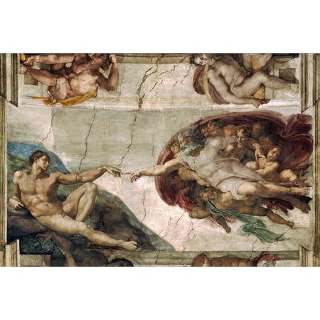 22"x14" Fine Art Quality Poster: Michelangelo Buonarroti Creation of Adam