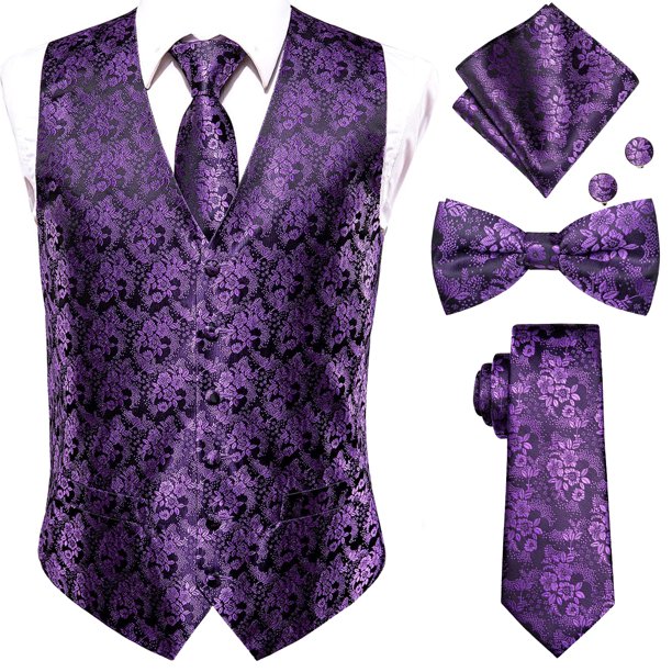 Chalecos dorados de lujo para hombre, chaleco de seda rojo, azul, verde y dorado, pajarita, conjunto de gemelos y pañuelo, chaqueta de cintura para hombre, corbata alta para boda y oficina