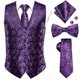 thumbnail image 1 of Chalecos dorados de lujo para hombre, chaleco de seda rojo, azul, verde y dorado, pajarita, conjunto de gemelos y pañuelo, chaqueta de cintura para hombre, corbata alta para boda y oficina, 1 of 5