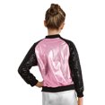 thumbnail image 2 of IEFIEL Girls Shiny Metallic Jacket Outerwear Long Sleeve Sequins Coat Hip Hop Street Dance Costume Pink 8, 2 of 7