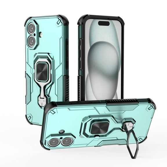 Rugged Kickstand Case for iPhone 16 Plus, Military-Grade Drop Protection with 360° Rotating Metal Stand, Magnetic Car Mount Compatible, Shockproof Corners Phone Case for iPhone 16 Plus,Green