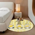 thumbnail image 3 of Lemon Gnomes 6ft Round Rugs, Summer Botanical Fruit Yellow Buffalo Plaid Washable Non-Slip Area Rugs for Living Room Bedroom Kitchen, Soft Low Pile Dining Room Kicthen Circle Carpet, Indoor Floor Rug, 3 of 9