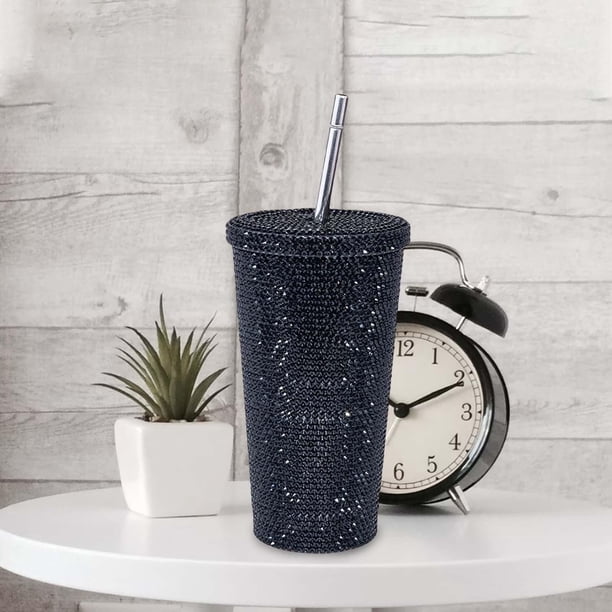 Taza aislada portátil brillante, vasos de 17.6 a prueba de fugas con tapa kit de cepillo de limpieza para bebidas frías , NUEVO Negro 500ml Macarena taza de viaje
