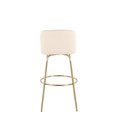 thumbnail image 5 of Toriano 30" Cream Faux Leather Barstool Set (2) - Gold Metal, Swivel, Fixed Height, Modern Design, Round Footrest, Indoor Kitchen & Bar Seating., 5 of 6