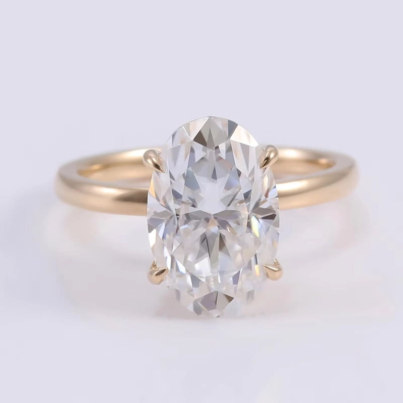 solitaire jewels 3.75CT Oval Moissanite Solitaire Engagement Ring For Women, 14K Yellow Gold