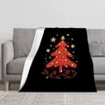 thumbnail image 2 of Durable Soft & Warm Flannel Blanket - Cozy Red Floral Pattern Perfect for Sofa Travel Bed & Chair - Festive Holiday Spirit, 2 of 7