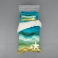 thumbnail image 2 of Ambesonne Abstract Bedding Set 4 Pcs, Modern Waves Starfish, Queen, Blue Beige, 2 of 3
