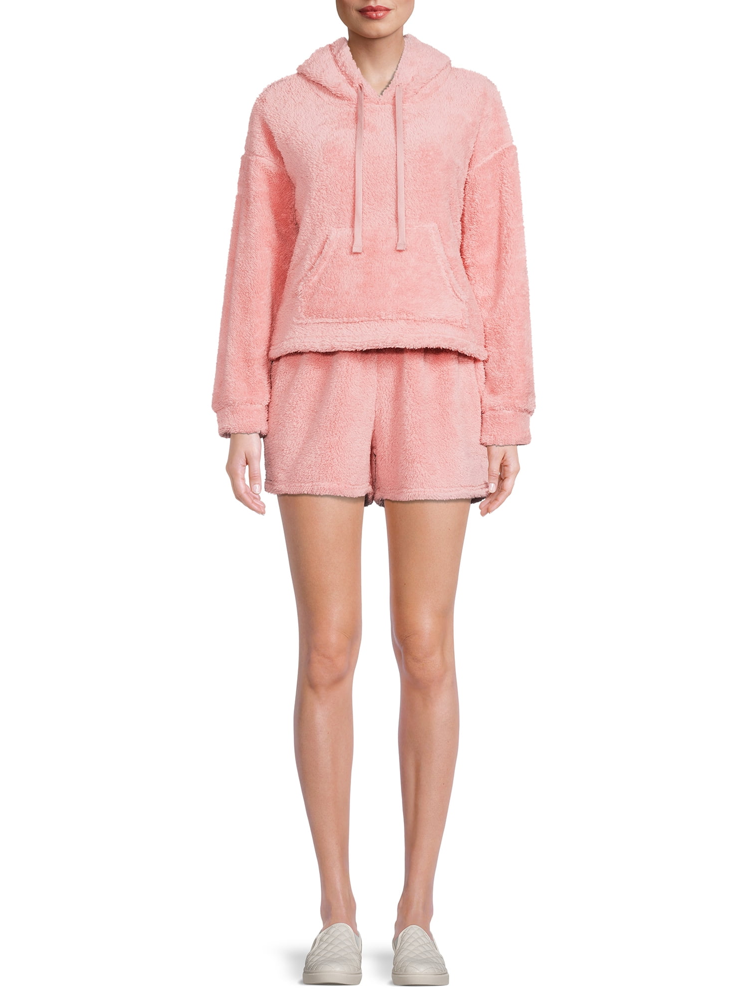 No Boundaries Juniors’ Faux Sherpa Shorts Set, 2Piece