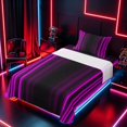 thumbnail image 3 of meiyoeat Modern Purple Striped Twin Sheet Sets, Luxury Dark Gradient Bedding for Boys, Purple, 3-Piece, 1 Flat Sheet, 1 Fitted Sheet and 1 Pillowcase, 3 of 6