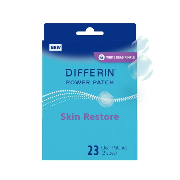 Differin Power Patches for White Head Pimples, Hydrocolloid Patches formulated with Zinc Hyaluronate and Niacinamide, 23 ct