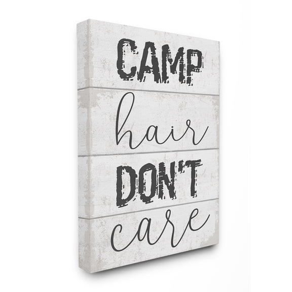 Stupell Industries Camp Hair Don’t Care Typography Planked Look Typography Painting Gallery Wrapped Canvas Art Print Wall Art, 24 x 30