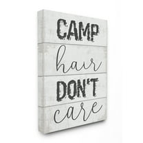 Stupell Industries Camp Hair Don’t Care Typography Planked Look Typography Painting Gallery Wrapped Canvas Art Print Wall Art, 24 x 30