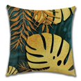thumbnail image 2 of Juego de 4 piezas, 18*18"/45*45cm, funda de almohada de lino con hojas de ginkgo doradas, cojín de sofá de lino dorado, almohada de oficina, 2 of 5