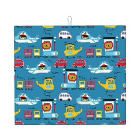 

Matuu Transportations With Animals for Dish Drying Mat for Kitchen Counter for Kitchen and Dining Kitchen Counter Accessories 16 x18