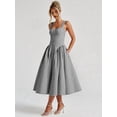 thumbnail image 5 of Women'S Summer Gingham Long Dress Corset Square Neck Lace Up Backless Casual Sundress, 5 of 9