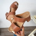 thumbnail image 4 of Women's Platform Heels Open Toe Wedge Sandals Summer Slides Solid Vintage Leather Comfy Casual Dress Pumps Shoes Brown Size 7.5, 4 of 7