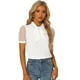 thumbnail image 1 of Blusa Manga De Malla Corta Cuello V De Pajarita Para Mujer Blanco XS, 1 of 5