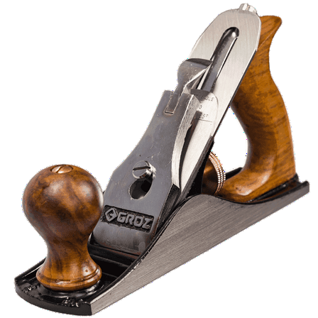 Groz Woodworking Smoothing Bench Planer with Smooth Base, 1.75" Wide Cutter, Iron and Wood
