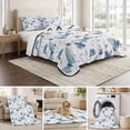 thumbnail image 6 of Twin XL Quilt Set 68''x98'', Blue Butterfly Flower Lightweight Bedspread Coverlet Set with 2 Pillow Shams, Botanical Watercolor Floral Leaf Breathable All Season Quilt Bedding for Dorm/Guest Room, 6 of 9