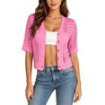 thumbnail image 6 of Sewkxo Short Sleeve Summer Cardigan Sweaters for Women 2026 Lightweight Shrug Crochet Beach Cover Ups,Hot Pink XL, 6 of 8