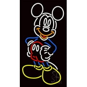 Mickey Mouse Smiling LED Neon Sign 24 x 13 - inches, Black Square Cut Acrylic Backing, with Dimmer - Bright and Premium built indoor LED Neon Sign for café, club, party, event and stroefront.