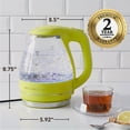 thumbnail image 3 of OVENTE Electric Kettle, 1.5L Borosilicate Glass Countertop Water Heater and Boiler for Coffee or Tea, BPA-Free, Auto Shut-Off, Boil-Dry Protection, Removable and Washable Spout Filter, Green KG83G, 3 of 8