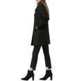 thumbnail image 5 of INSPIRE CHIC Women's Notched Lapel Long Sleeves Double Breasted Mid-Lentgh Overcoat XL Black, 5 of 8