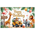 thumbnail image 2 of Cartoon Animals Happy Birthday Banner Decorative Balloons Jungle Theme Party Decoration for Kids Celebration Outdoor Event Photography, 2 of 7