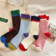 thumbnail image 4 of Nvzi Calcetines de mujer de media caña con bloques de color, 3 pares de calcetines casuales de algodón puro, cálidos y de talla única, gruesos, de cuello redondo, adecuados para el invierno., 4 of 5