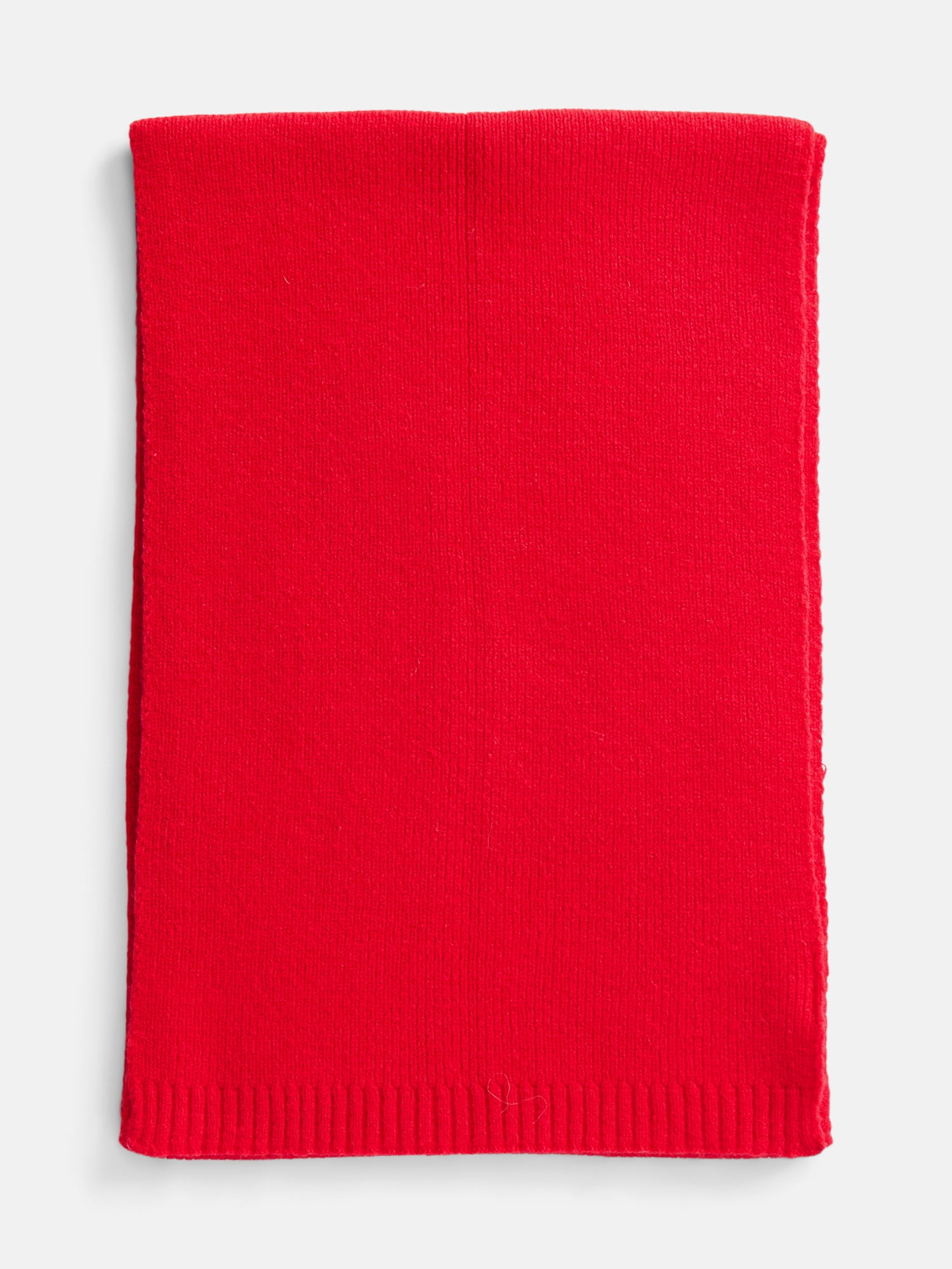 Scenario Women's Knit Oblong Scarf with Ribbed Trim, Brilliant Red