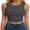 Charcoal, variant on Womens Crop Tank Tops High Neck Sleeveless Ribbed Knit Slim Fit Shirts 2026 Summer Casual Basic Workout Clothes Indigo Small