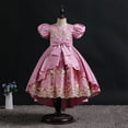 thumbnail image 2 of Edvintorg 2-12Years Bow Baby Princess Dress Casual Little Girls Vintage Bubble Sleeve Bowknot Flower Birthday Dress Kids Dresses for Girls, 2 of 5