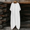 thumbnail image 5 of Afdoent Dresses For Women Elegant Casual Maxi Dress With Solid Color Front Pocket Crew Neck For Everyday Wear Travel Outfits, 5 of 5