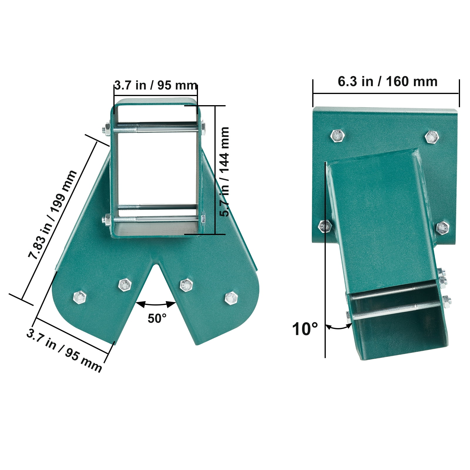 VEVOR A-Frame Middle Swing Set Brackets, Heavy Duty Carbon Steel Swing with Mounting Hardware, DIY Swing Bracket Swing Kit for 4x4 (actual 3.7" x 3.7") Legs & 4x6 (3.7" x 5.7")Beam, Green (2 Pcs)