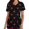 thumbnail image 2 of Lorytime T Shirts for Women Mother's Day Short Sleeve Scrub Tops V Neck Shirt with Pockets Heart Casual Work Clothes, 2 of 5
